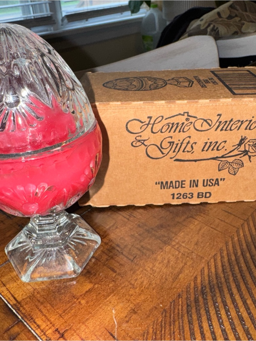 Home interiors Easter Decorator Clear Glass 5" Egg with Lid and Box